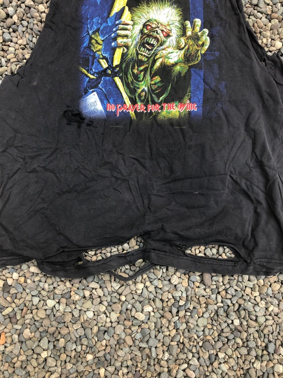 Custom distressed Iron Maiden tshirt tank black m… - image 4