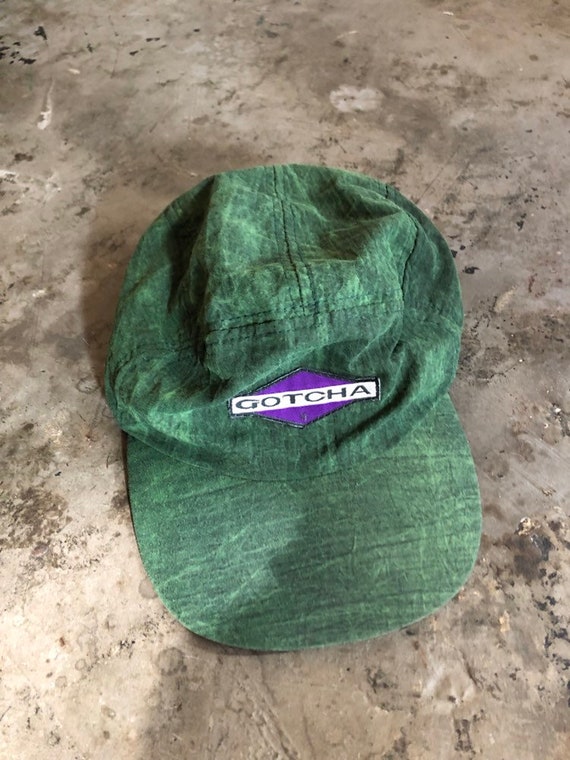 Vintage 1990s Five Panel Gotcha Hat Forest Green Velcro Purple Etsy