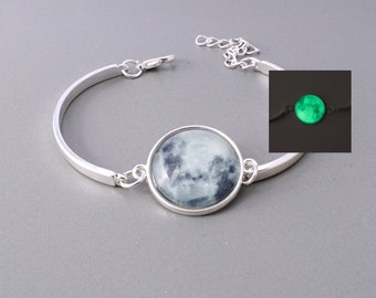 Bracelet lunes qui brillent dans le noir pour femmes, bijoux de Phase de lune scintillants