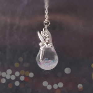 Fairy magic necklace Rainbow Orb Glass bottle jewelry Glitter necklace Bubble necklace Silver fairy necklace Christmas gifts for women
