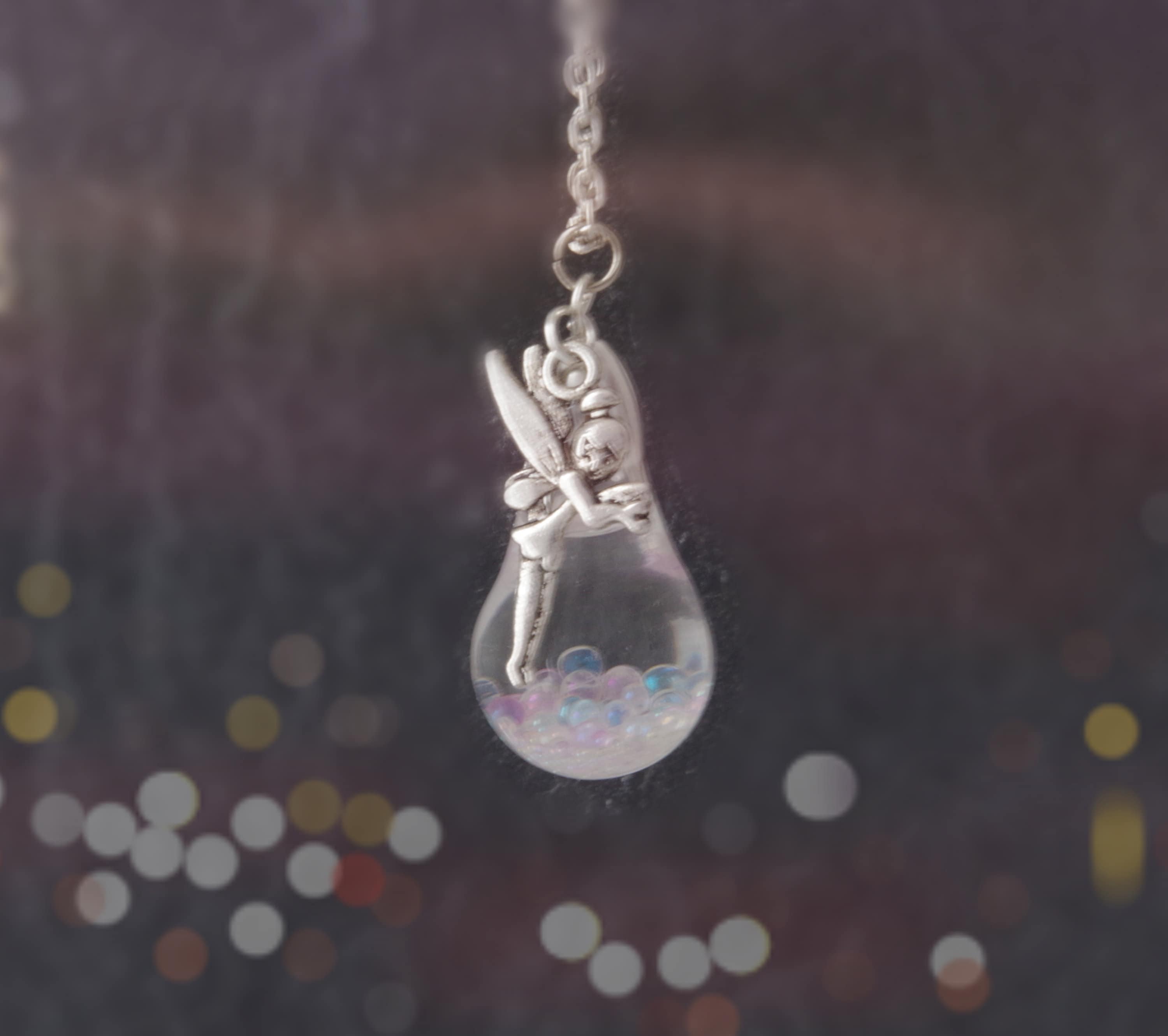 Fairy magic necklace Rainbow Orb Glass bottle jewelry Glitter necklace Bubble necklace Silver fairy necklace Christmas gifts for women