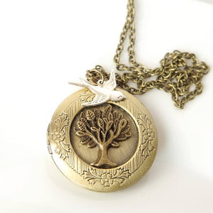 Mothers Day necklace Tree of life locket necklace Family tree jewelry Personalized photo locket Family Locket Mom locket Grandma locket image 1