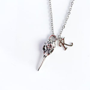 Unisex Antiqued Silver Raven Skull Necklace Halloween personalized jewelry Crow Skull Steampunk necklace Gothic charm  Pagan Witchcraft