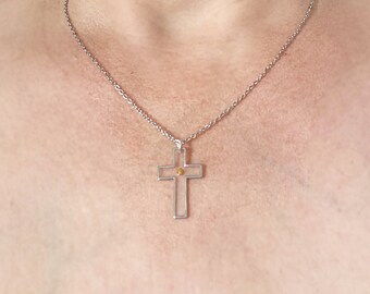 Collana Con Ciondolo Seme Di Senape E Croce – In Oro Galvanizzato E Zirconia Cubica, Catena Regolabile 44-49 Cm, Per Cristiani - 5