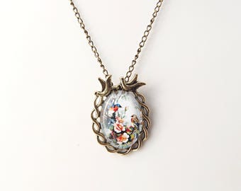 Vogels bronzen ketting Mus ketting Dove Sieraden Vintage stijl Bird cameo ketting Moederdag cadeau voor mama