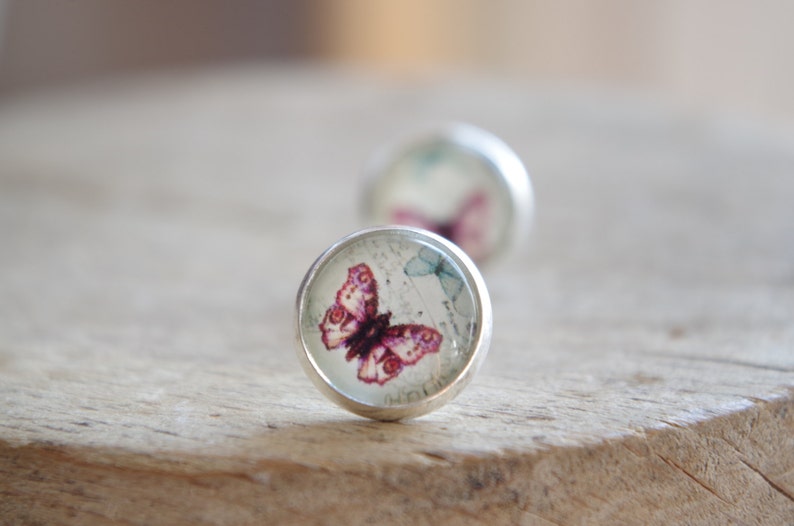 Butterfly stud earrings Christmas gift for her Vintage butterfly jewelry Small Stud Earrings Anniversary gift for girlfriend women wife