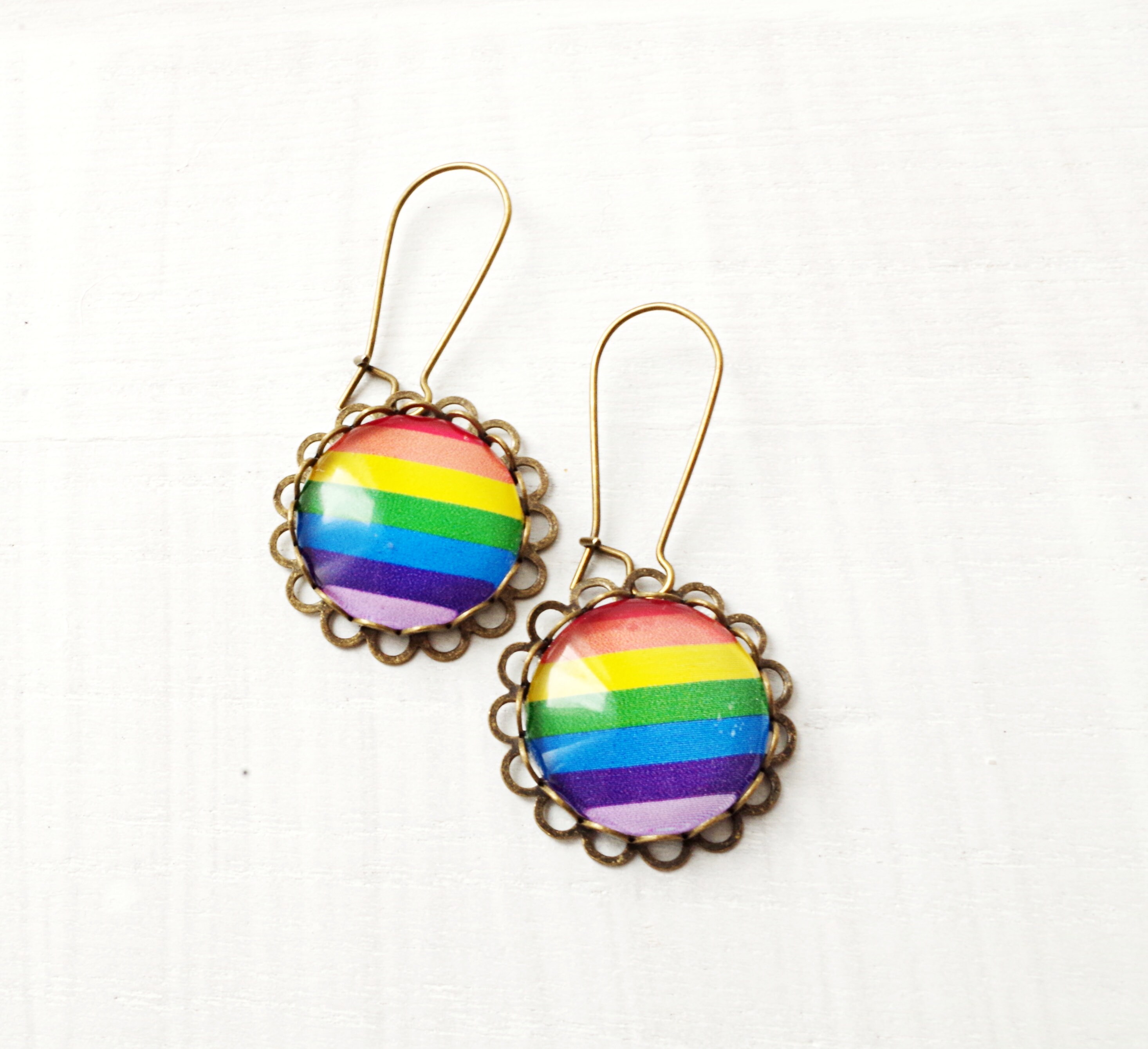 Rainbow Stripe Earrings Gay Pride Earrings Lesbian Jewelry Etsy