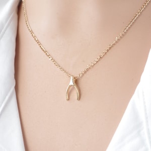 Naszyjnik Tiny Wishbone, amulet na szczęście Delikatna, prosta biżuteria na co dzień Prezent na ukończenie szkoły dla niej Delikatny naszyjnik, prezenty świąteczne dla niej