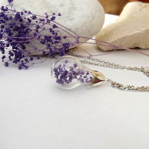 Real Flower Terrarium Necklace: Botanical Pressed Flower Pendant