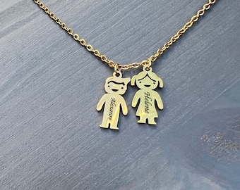 Engraved necklace with personalized child pendant ,Personalized Name Pendant Child Boys and Girls Jewelry for Mother ,Wife, Gift Grandma