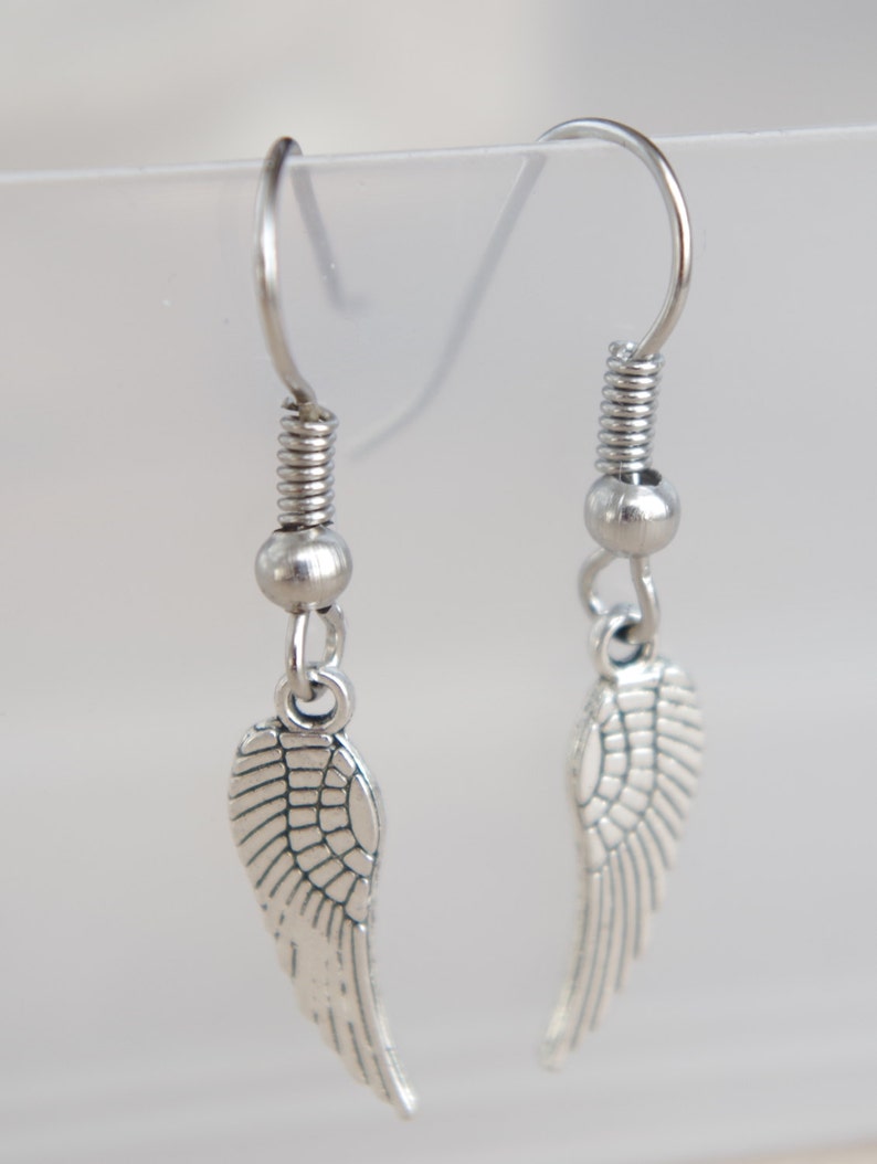 Angle Wing Earrings Angle Wing Charm Angle Wing Drop Earring Trending Earring Silver Angle Wing Silver Wings Earrings Fairy Wings Earrings image 2