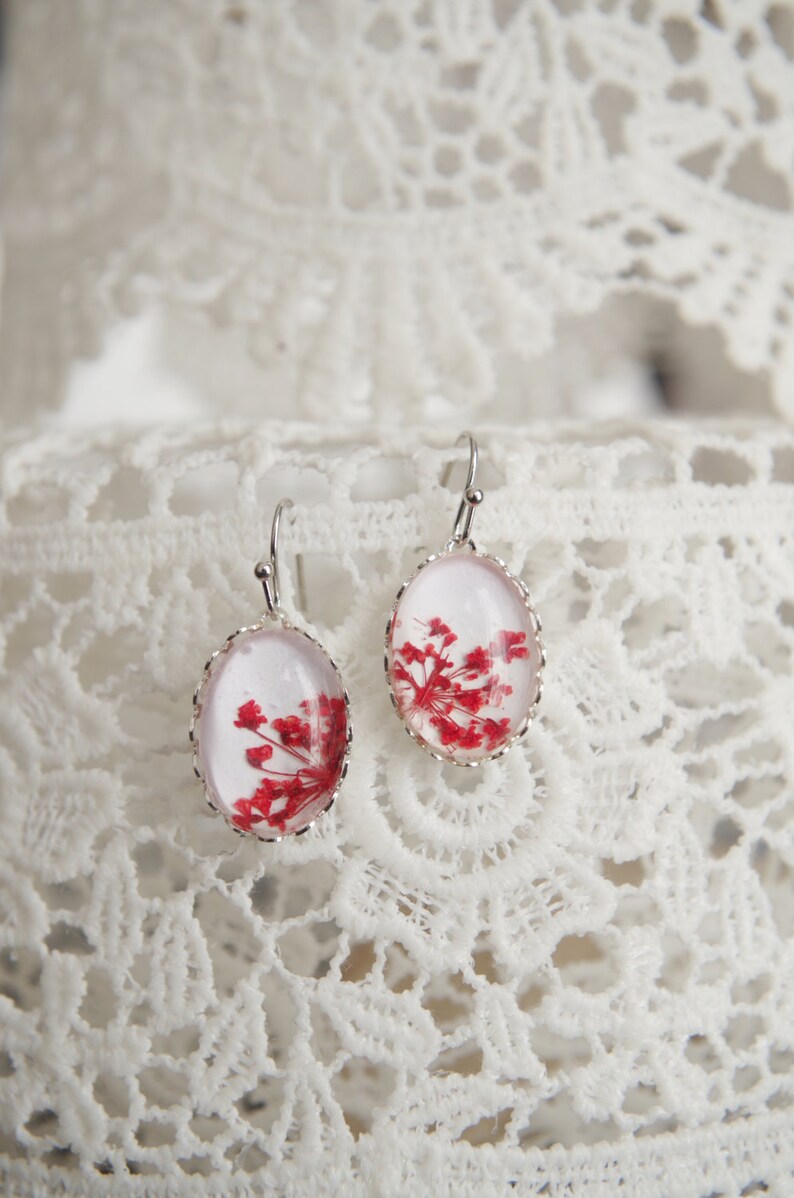 Real Flower earrings Floral jewelry Pressed flowers Drop Earrings Botanical jewelry Christmas idea gift for her