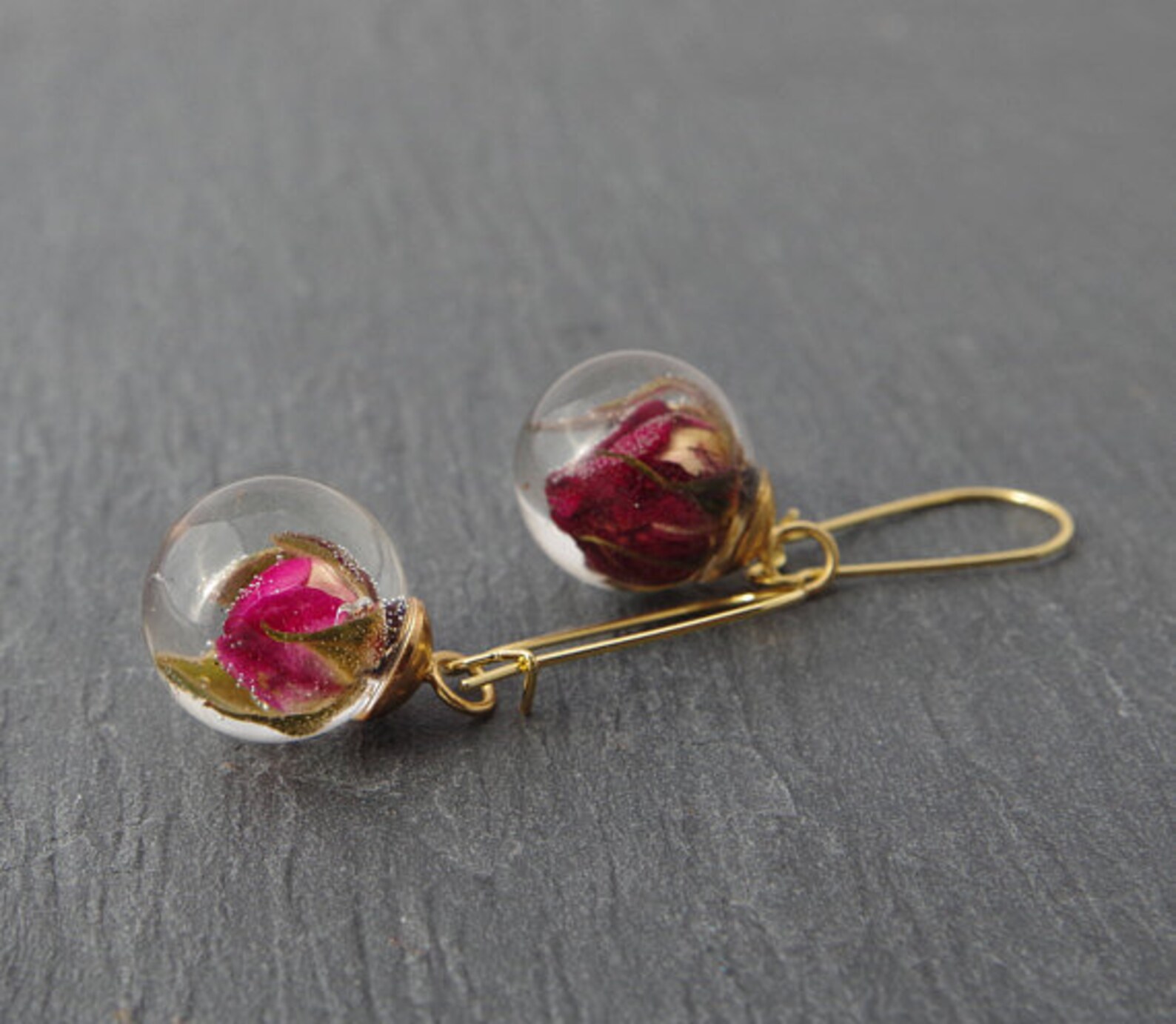 Rose Bud Earrings Real Flower Earrings Christmas Gift for Her Etsy