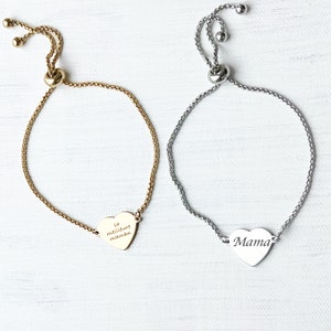 Custom engraved name bracelet for women ,Personalized steel heart  bracelet,  Liberty chain bracelet, Mother&#39;s day gift for Mom