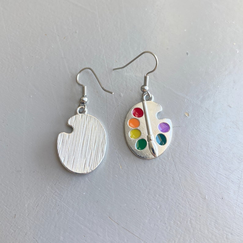 Paint palette earrings Artist charm earrings Colorful paint Etsy