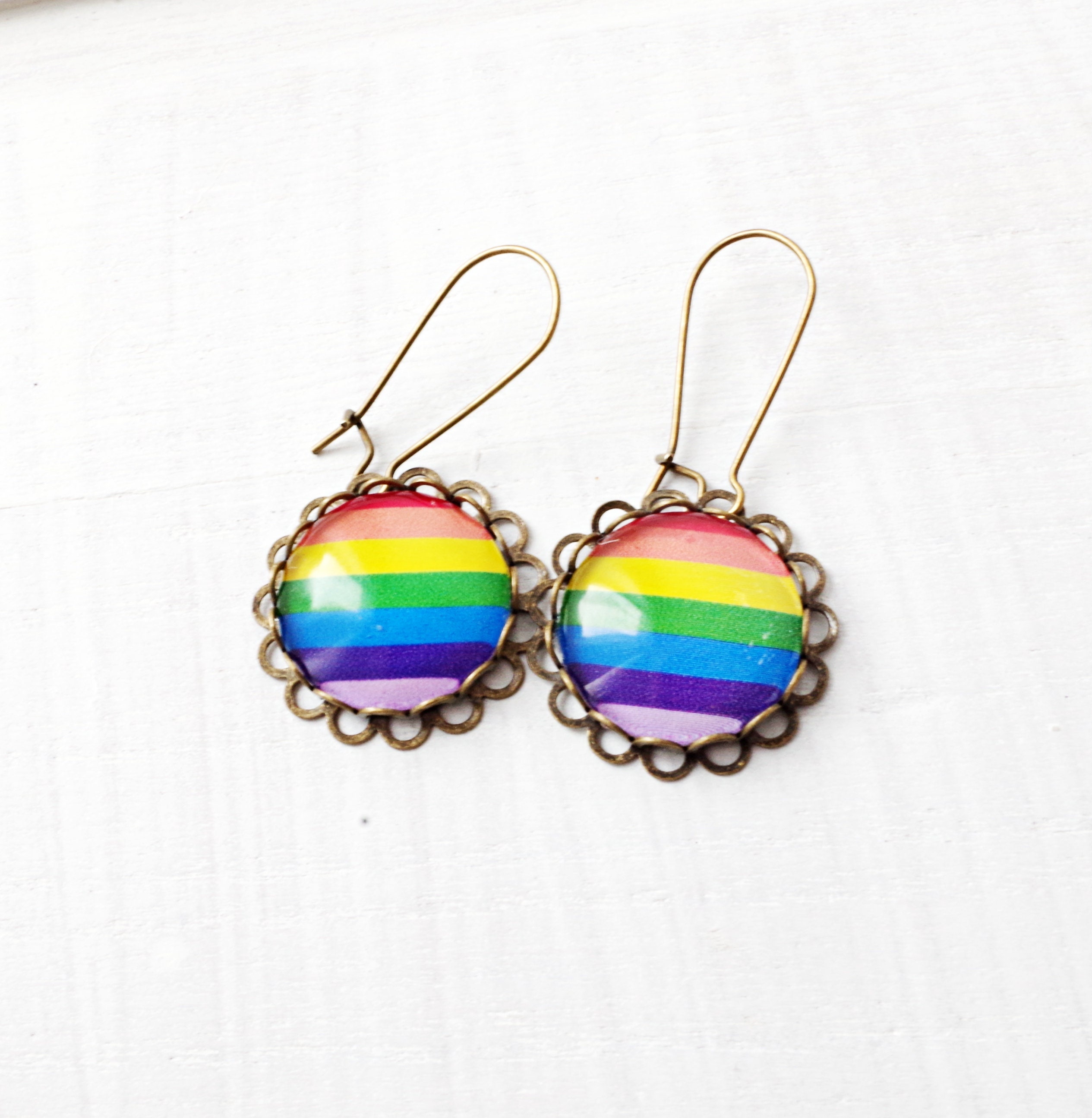 Rainbow Stripe Earrings Gay Pride Earrings Lesbian Jewelry Etsy