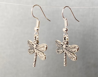 Dragonfly Dangle Earrings: Insect Statement Jewelry