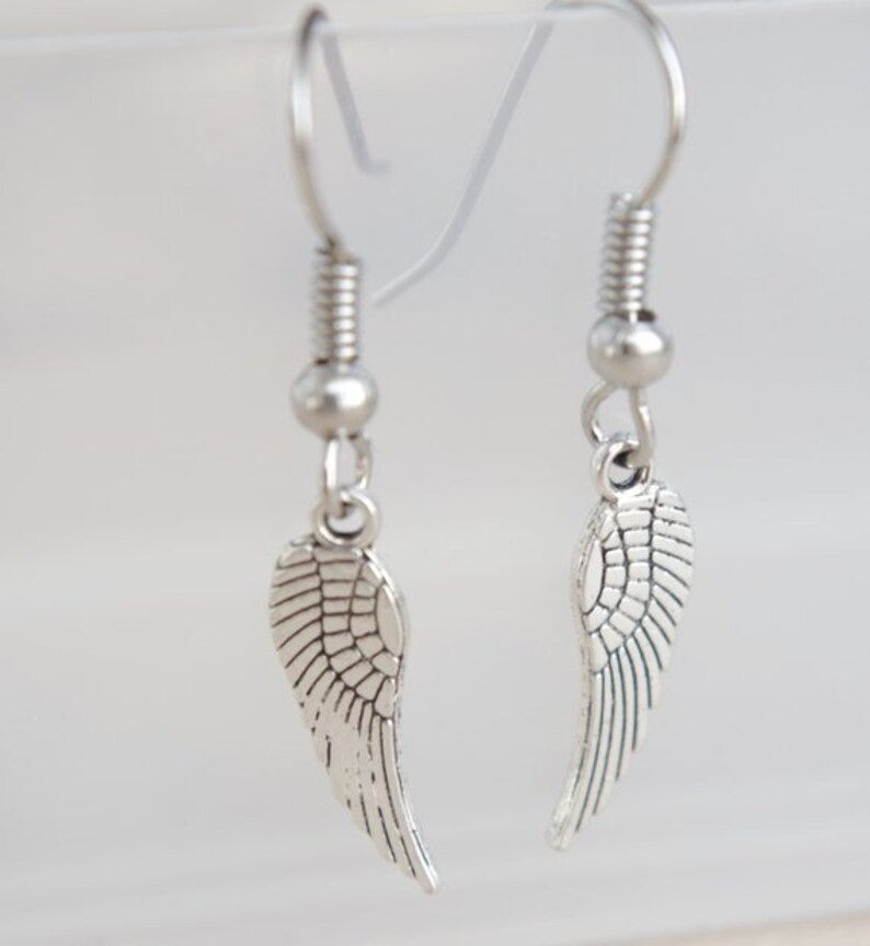 Angle Wing Earrings Angle Wing Charm Angle Wing Drop Earring Trending Earring Silver Angle Wing Silver Wings Earrings Fairy Wings Earrings image 8