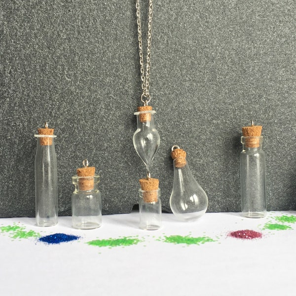 Bottle for personalization Empty bottle necklace glass bottle pendants personalize jewelry unique gift jewelry do it your self gift pendant