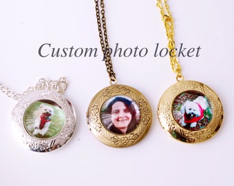 Custom photo locket Personalized photo locket necklace Family album necklace Customized jewelry  Picture Memory necklace gift for mom
