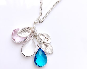 Custom Initial Birthstone Necklace: Personalized Family Jewelry Gift