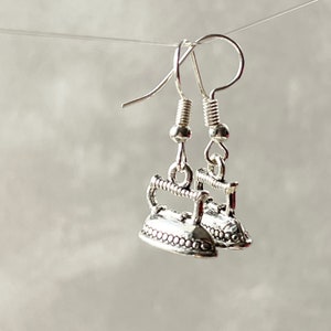 Iron drop earrings.Smoothing-iron jewelry