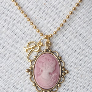 Victorian cameo necklace Personalized necklace for mom Initial necklace Gold cameo necklace Mothers day gift for Grandma Silhouette cameo image 3