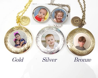 Personalized Vintage Locket Necklace with 3 Photo, Custom Picture Holder Necklace Family album,Memorial Gift for Grandma,Mom,Her,Grandmother