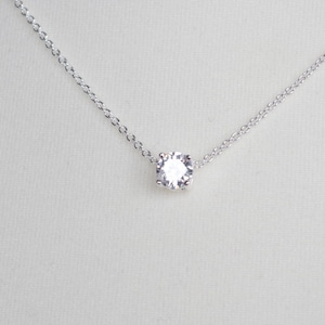 Clear crystal necklace for women Wedding jewelry Rhinestone jewelry Bridesmaid Necklace Silver Minimalist necklace Christmas gift for her