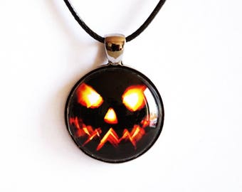 Halloween Pumpkin black necklace  Evil pumpkin choker Gift for her