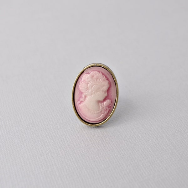 Lady cameo ring  Bronze jewelry Statement  Adjustable Ring