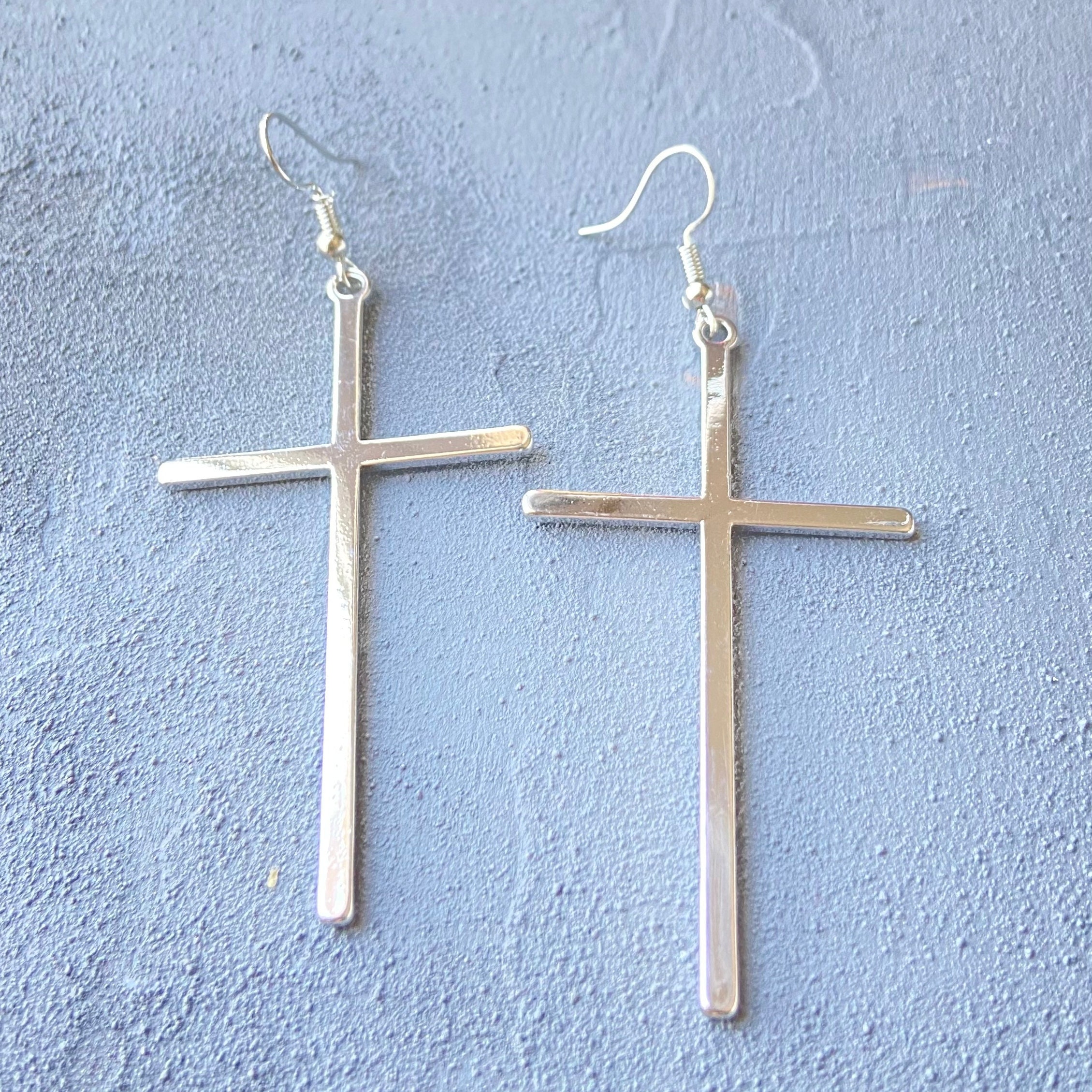 Large Cross Earrings Big Statement Earrings with Long Crosses Etsy