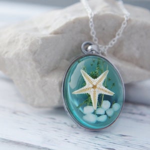 Ocean Necklace Real Starfish Necklace Nautical Necklace Starfish Pendant Blue Resin Nature Necklace Starfish Necklace Sea Necklace Gift image 9