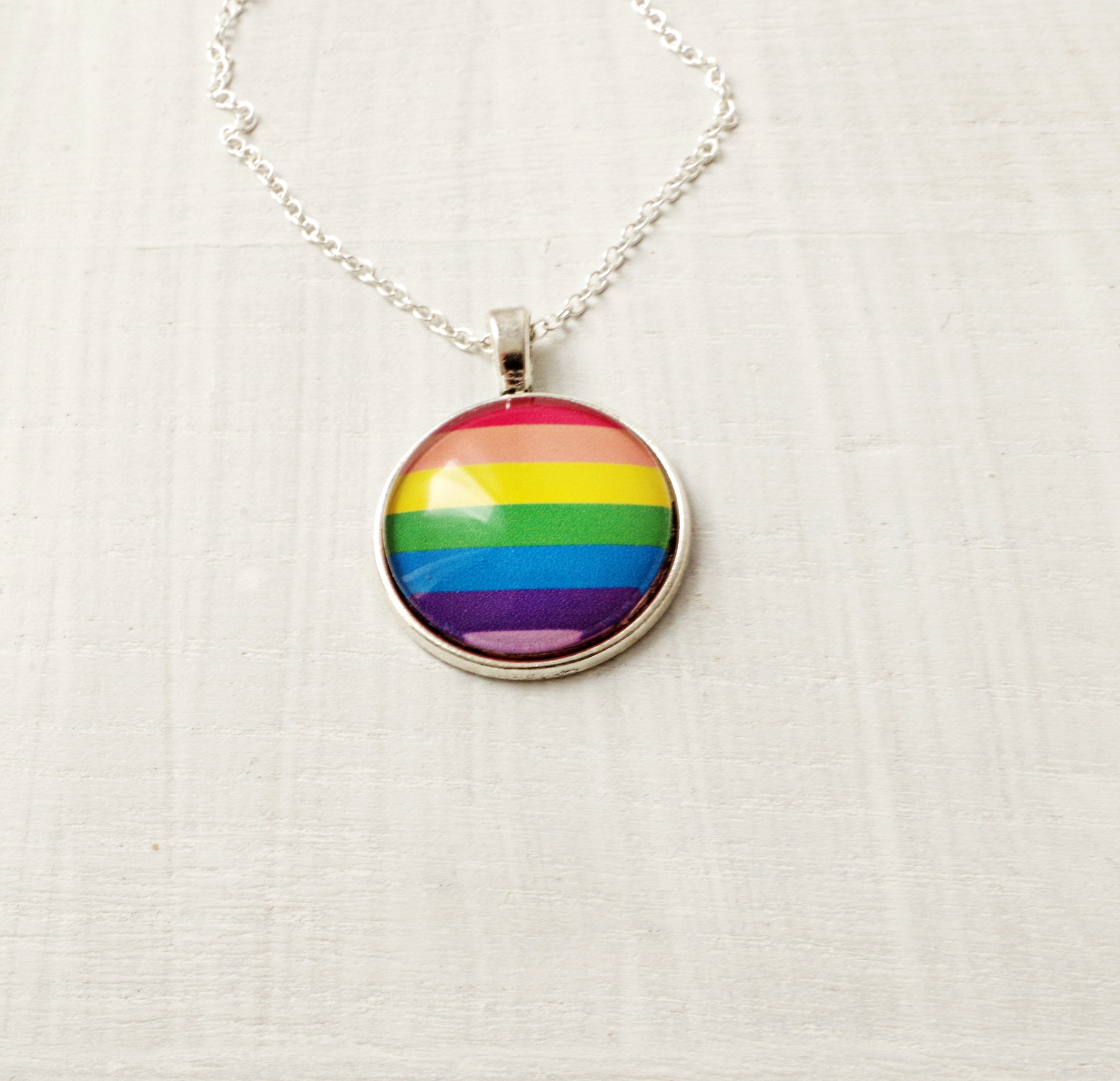 Gay Pride Necklace Lesbian Jewelry Gift for Gay Rainbow Necklace