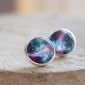 Galaxy Space Ohrstecker Regenbogen Bleu Galaxy Schmuck Nebula Stardust Ohrringe Jahrestag Geschenk für sie Minimalist schmuck