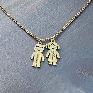 Colar gravado com pingente de criança personalizado, pingente com nome personalizado, joias para meninos e meninas para mãe, esposa, presente para avó