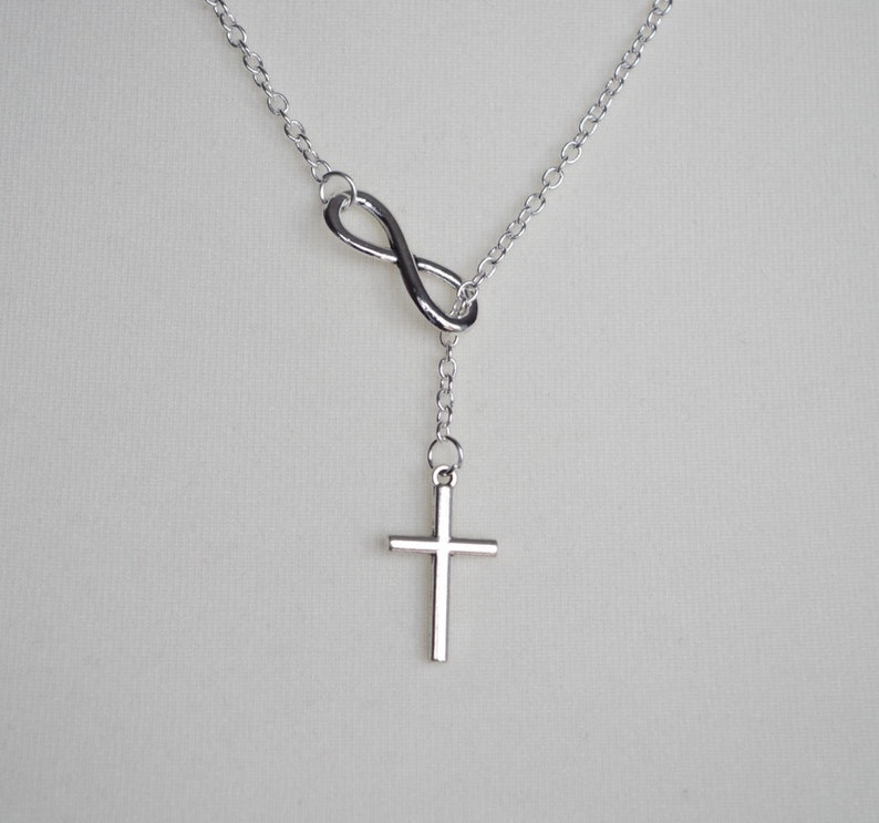Cross Infinity Necklace Infinity Lariat Faith Forever Etsy