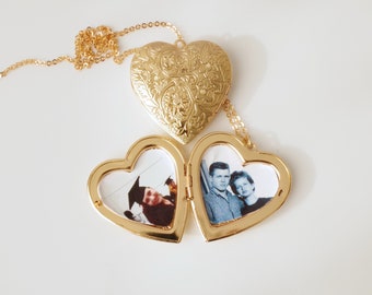 Large heart  photo locket Family album necklace Memorial Jewelry Personalized locket Christmas gift for mom