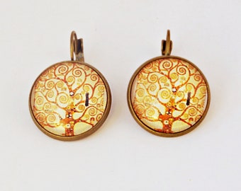 Antique bronze jewelry Klimt Tree tree of life drop earrings boho jewelry Mother day gift for mom , women