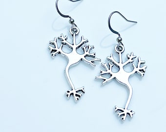 Neuron Cell-oorbellen: verzilverde biologie-wetenschappelijke sieraden