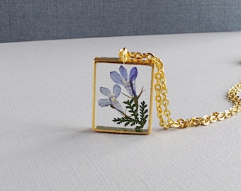 Real Flower in resin necklace Dried flower Jewelry Botanical necklace  Mothers day gift mom Unique Gift for Women