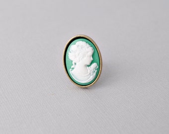 Vintage lady cameo ring  . Adjustable ring .