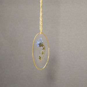 Forget Me Not Necklace: Real Pressed Blue Flower Resin Jewelry