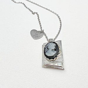 Personalized Victorian Cameo Locket Book Necklace