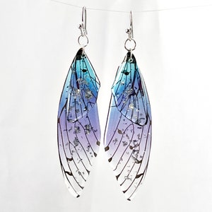 Blue butterfly wings dangle earrings Insect jewelry Christmas gift for her Birthday monarch wings butterfly earrings image 3