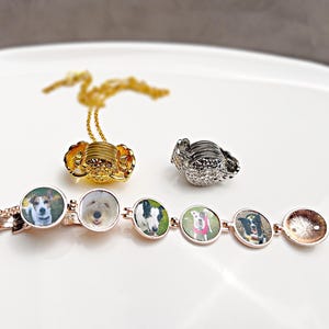 Personalized Photo Locket  Family Tree Jewelry Gold Ball with 4 photo locket  Sentimental Gifts for Mom Grandma Kid Angel Wings