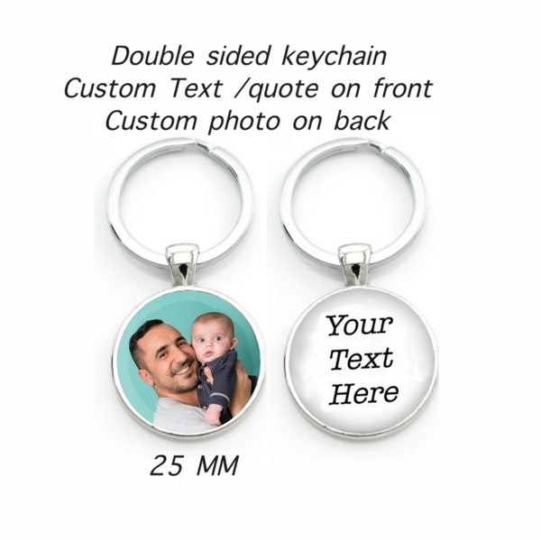 Custom photo keyring Father of the Bride Gift Ideas Picture key chain Personalized Key Chain Double sided keychain Christmas gift for dad