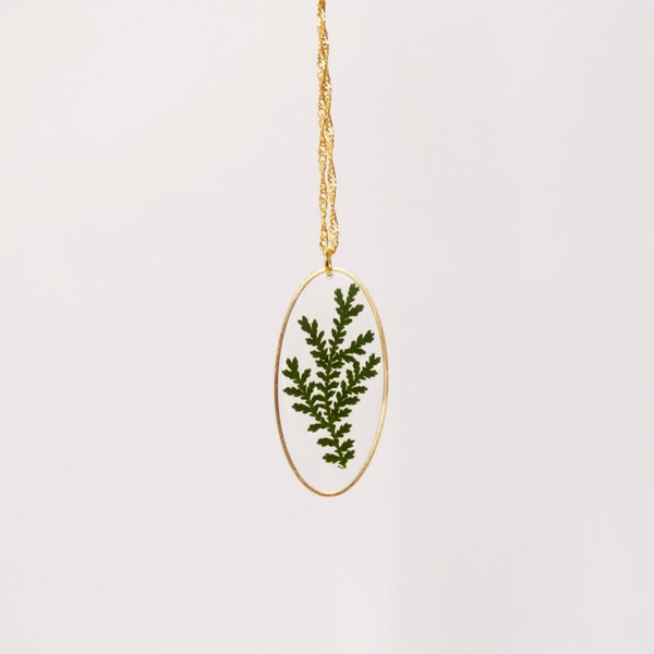 Real pressed fern leaf in resin necklace  Christmas  gifts for mom Gold necklace Terrarium Jewelry