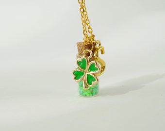 Personalized Four Leaf Clover Necklace: Lucky Irish Shamrock Jewelry