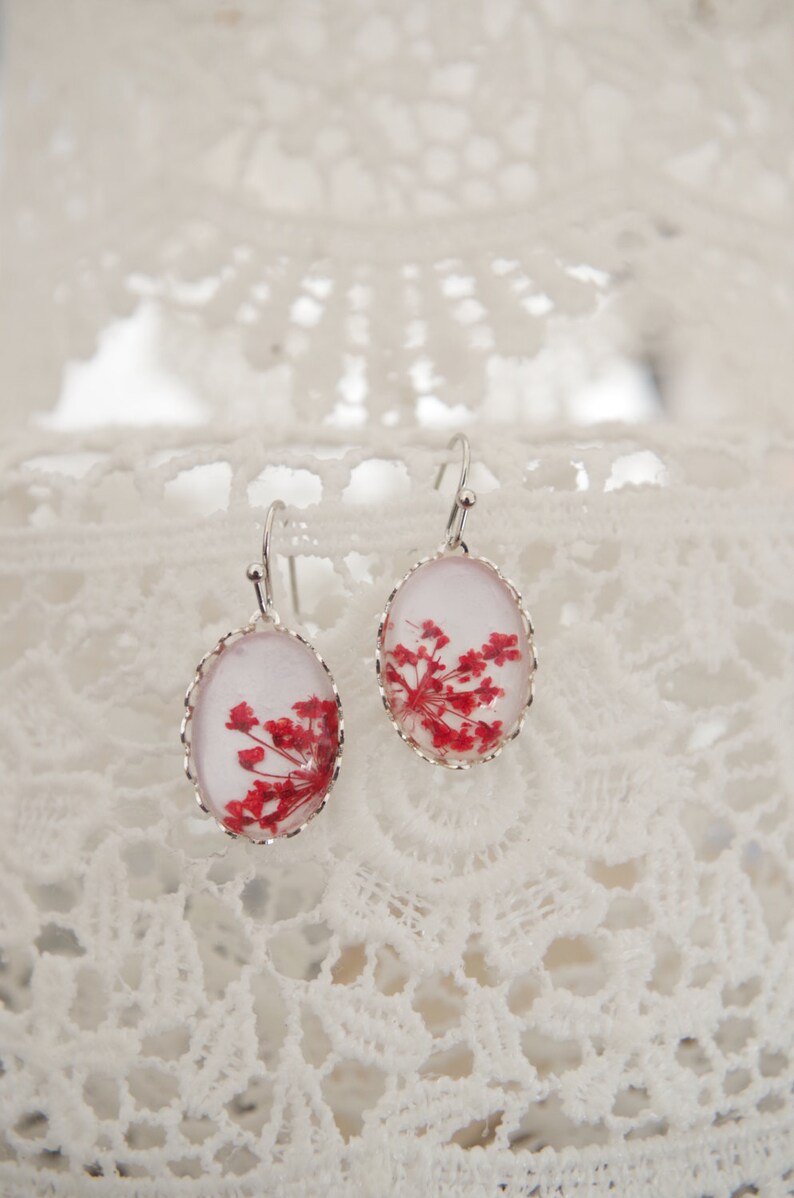 Real Flower earrings Floral jewelry Pressed flowers Drop Earrings Botanical jewelry Christmas idea gift for her